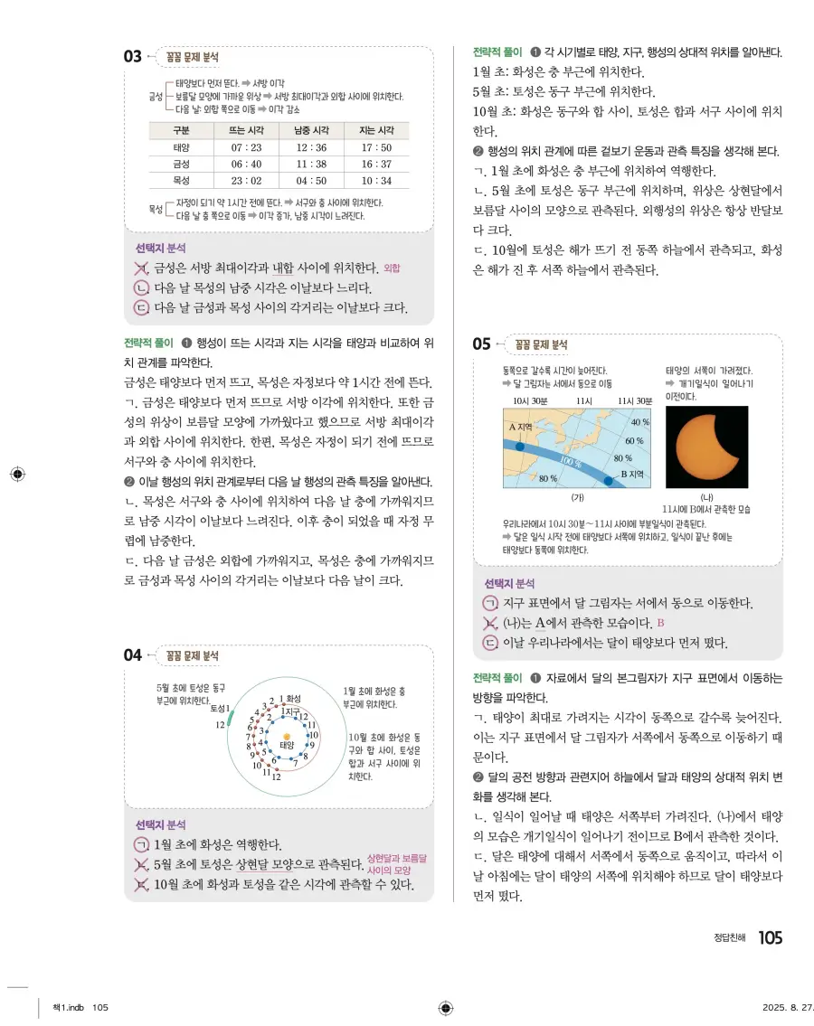 2022 개정 완자 고등 지구과학 답지 105페이지