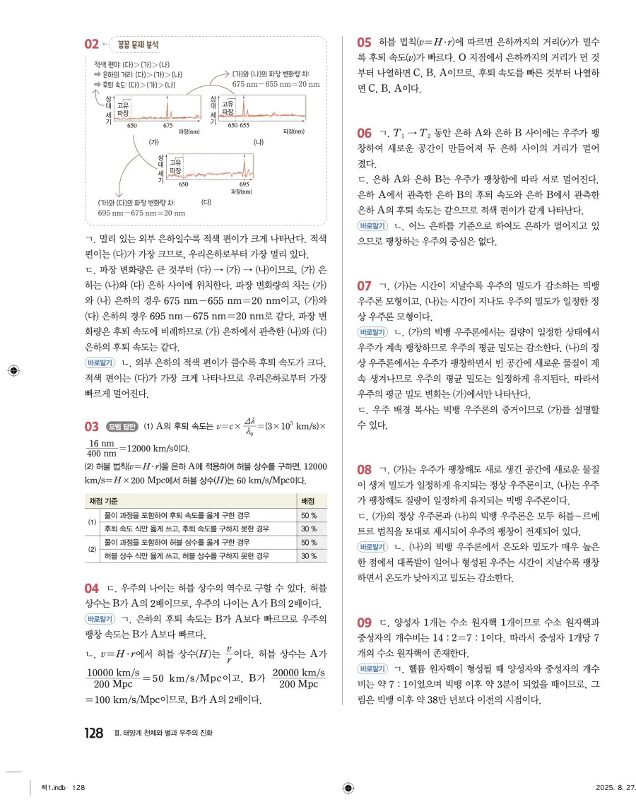 2022 개정 완자 고등 지구과학 답지 128페이지