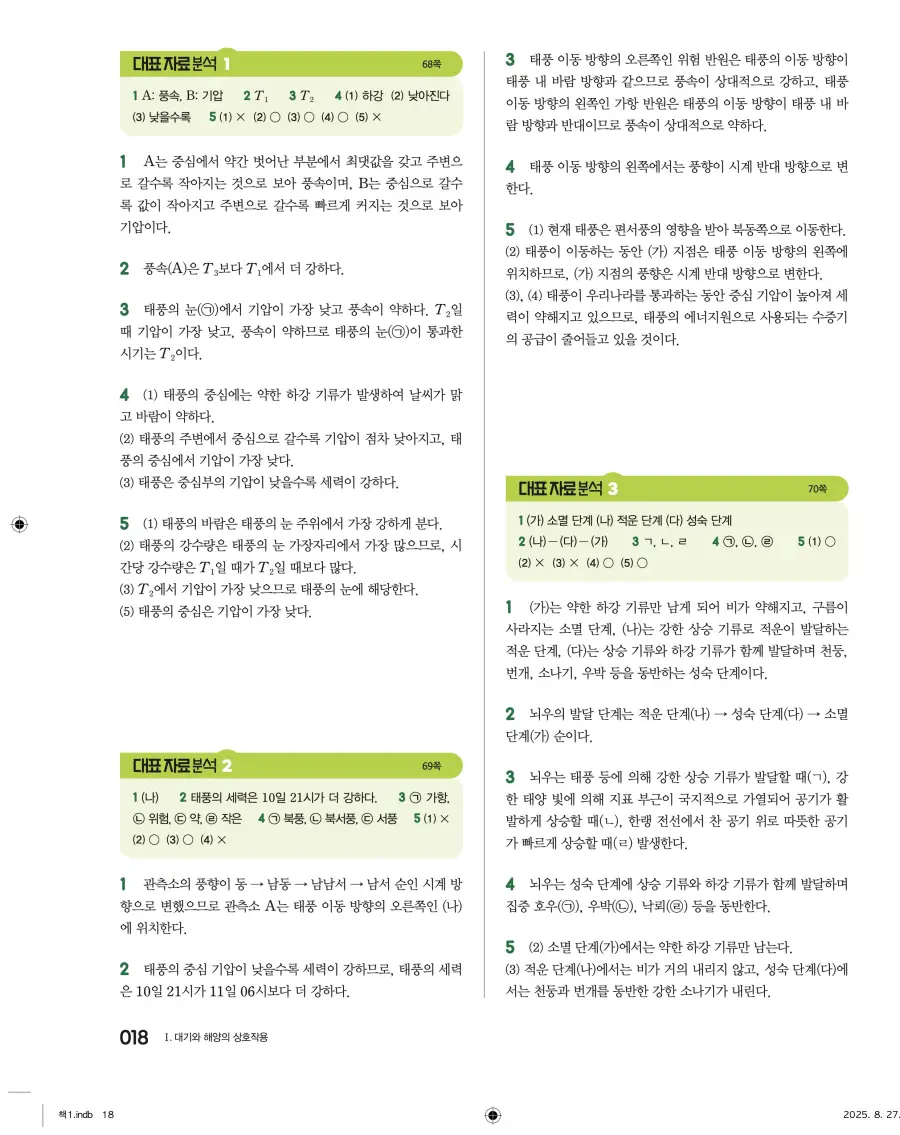 2022 개정 완자 고등 지구과학 답지 18페이지