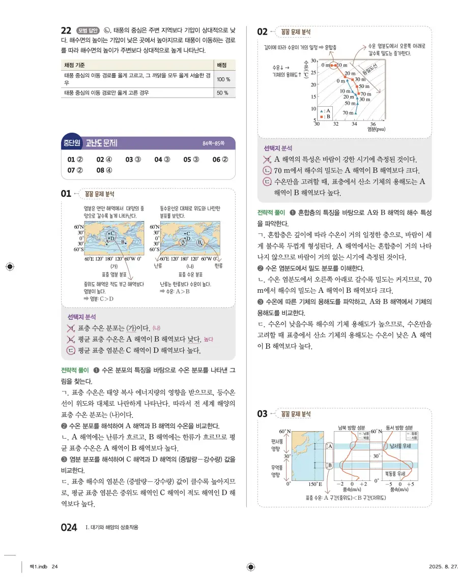 2022 개정 완자 고등 지구과학 답지 24페이지