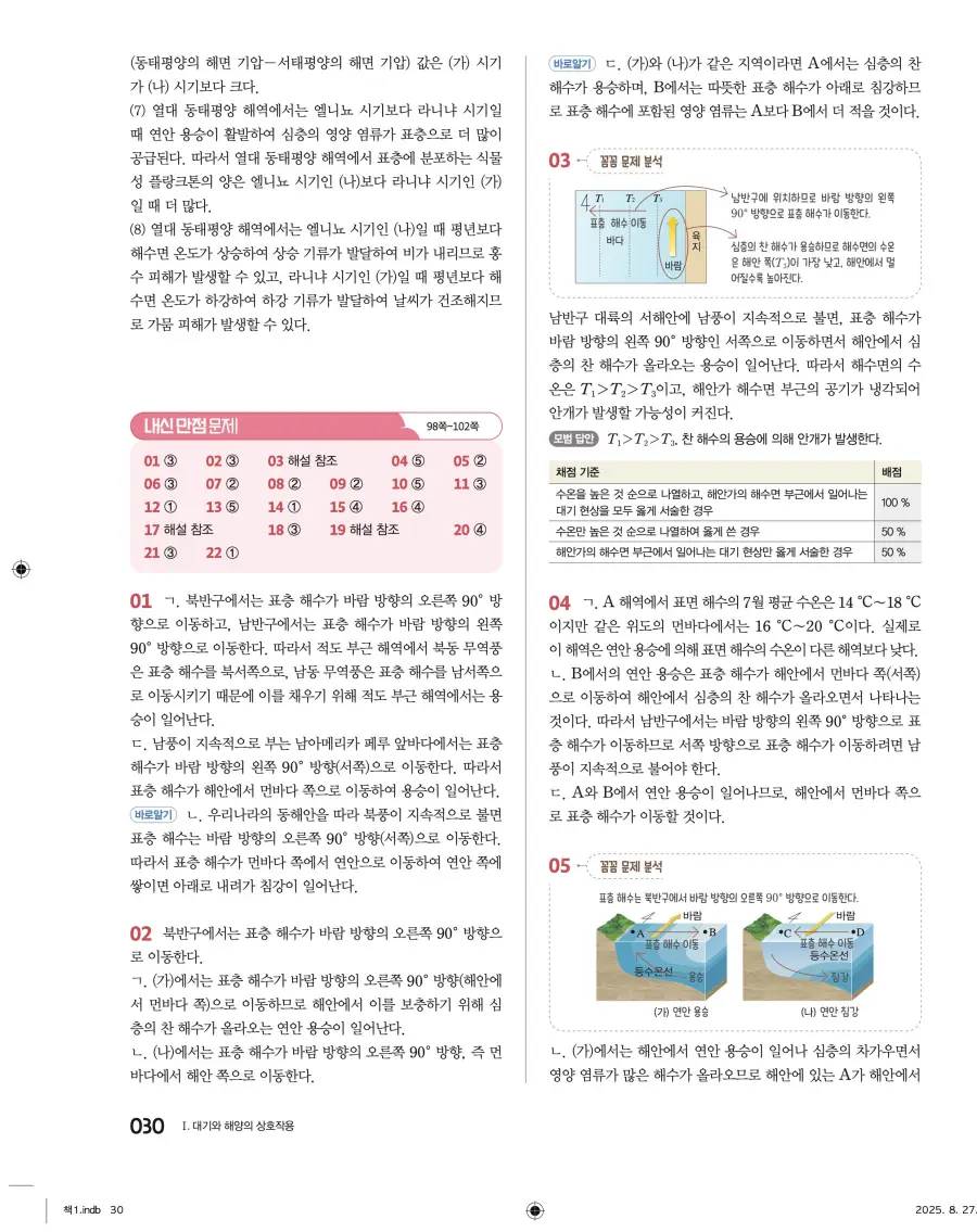 2022 개정 완자 고등 지구과학 답지 30페이지