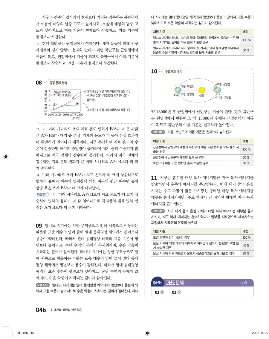 2022 개정 완자 고등 지구과학 답지 46페이지
