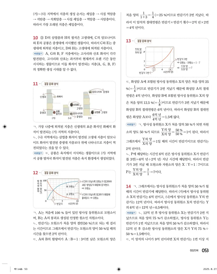 2022 개정 완자 고등 지구과학 답지 53페이지