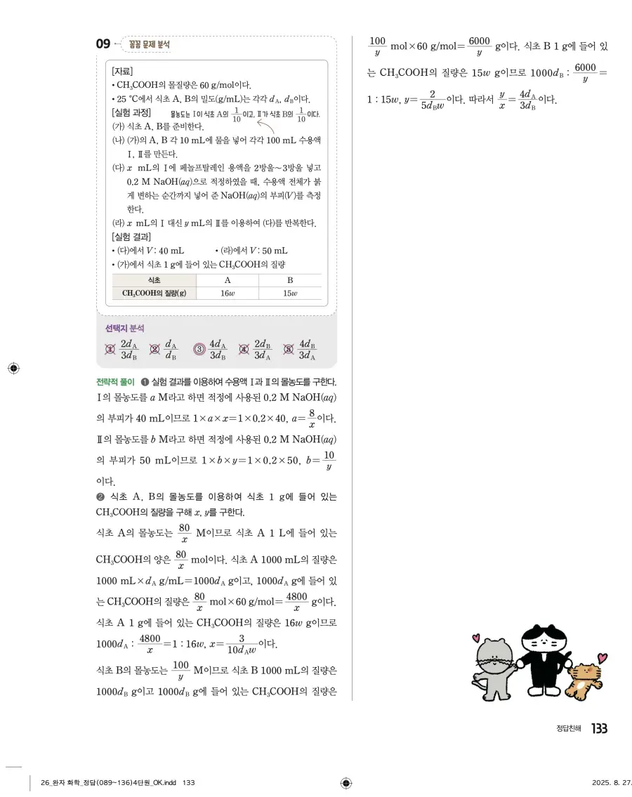 2022 개정 완자 고등 화학 답지 133페이지