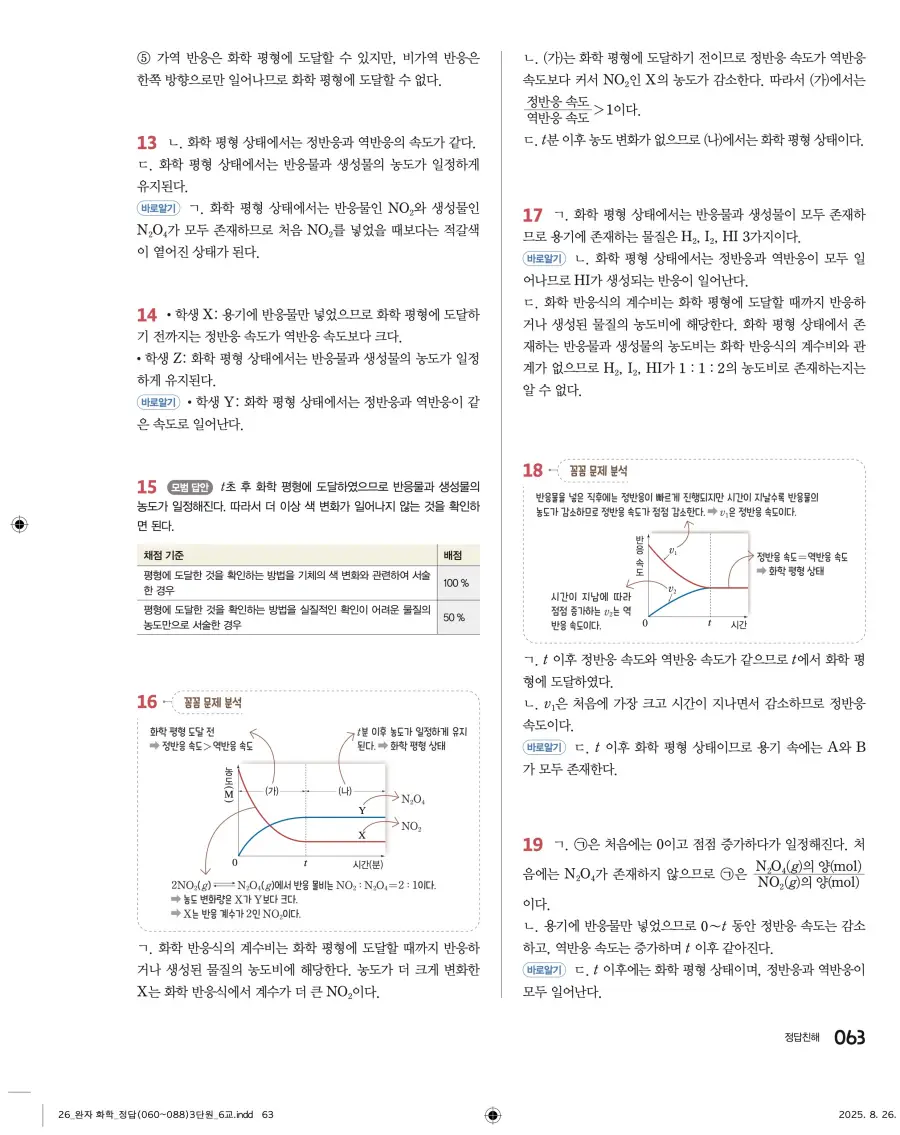 2022 개정 완자 고등 화학 답지 63페이지