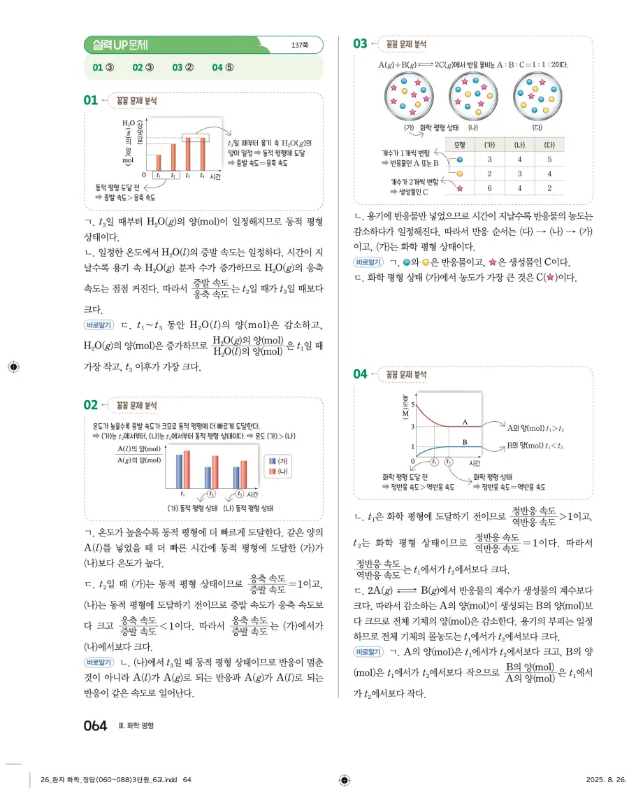 2022 개정 완자 고등 화학 답지 64페이지