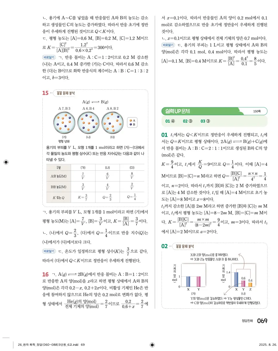 2022 개정 완자 고등 화학 답지 69페이지