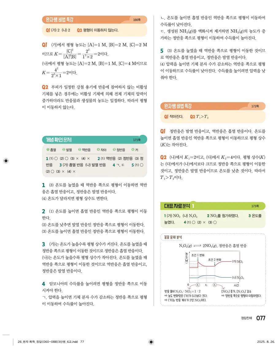 2022 개정 완자 고등 화학 답지 77페이지