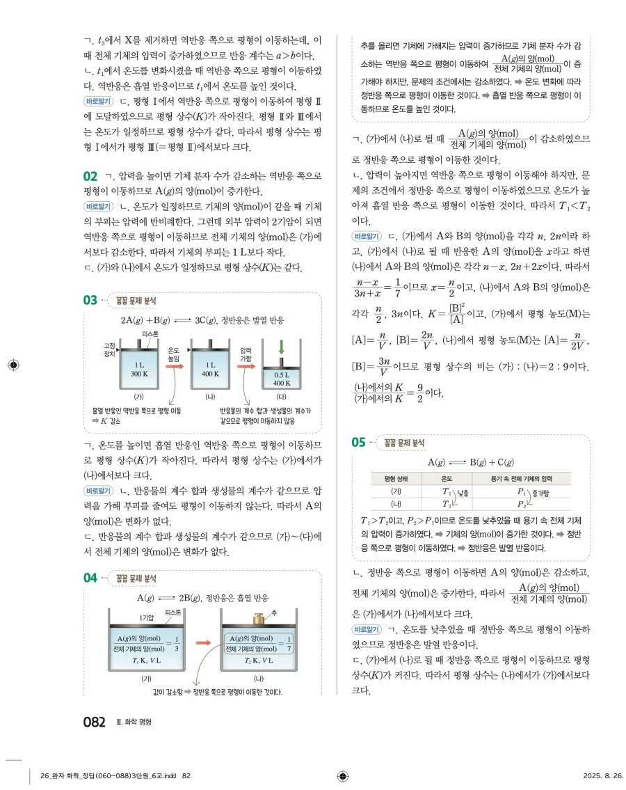 2022 개정 완자 고등 화학 답지 82페이지