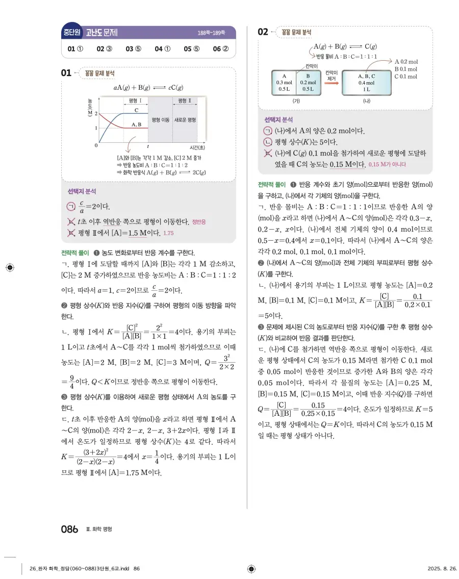 2022 개정 완자 고등 화학 답지 86페이지