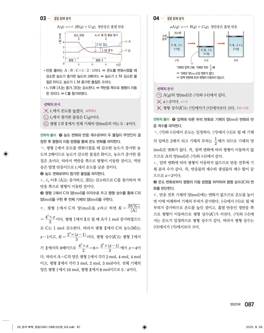2022 개정 완자 고등 화학 답지 87페이지