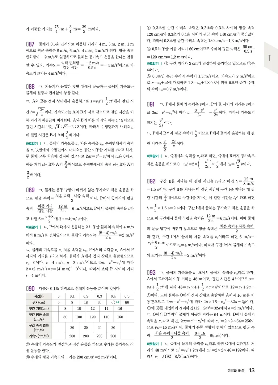 2022 개정 완자 기출픽 고등 물리학 답지 13페이지