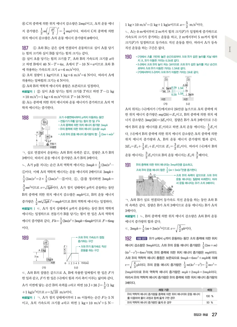 2022 개정 완자 기출픽 고등 물리학 답지 27페이지