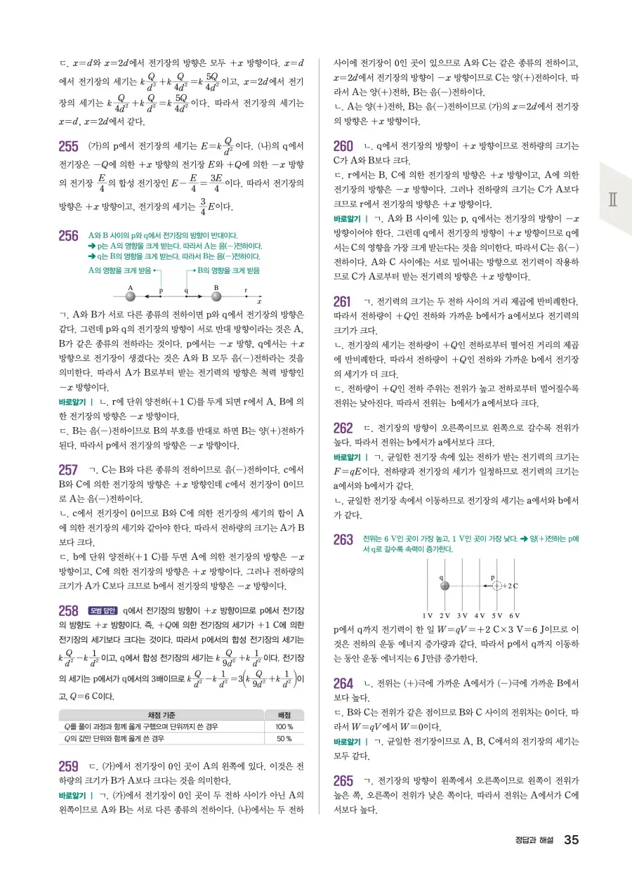 2022 개정 완자 기출픽 고등 물리학 답지 35페이지