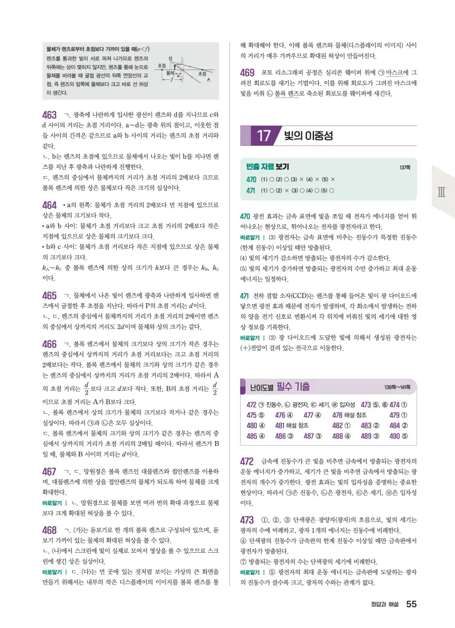 2022 개정 완자 기출픽 고등 물리학 답지 55페이지