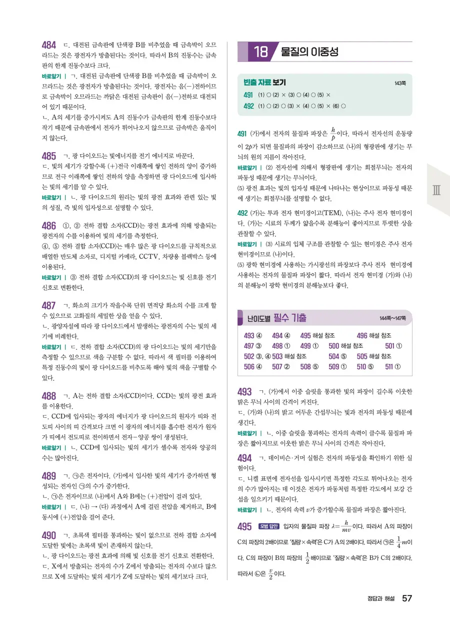 2022 개정 완자 기출픽 고등 물리학 답지 57페이지