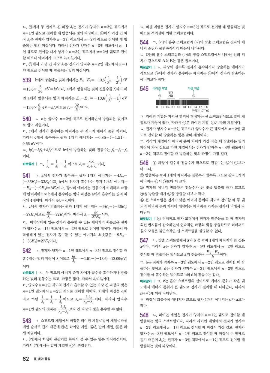 2022 개정 완자 기출픽 고등 물리학 답지 62페이지