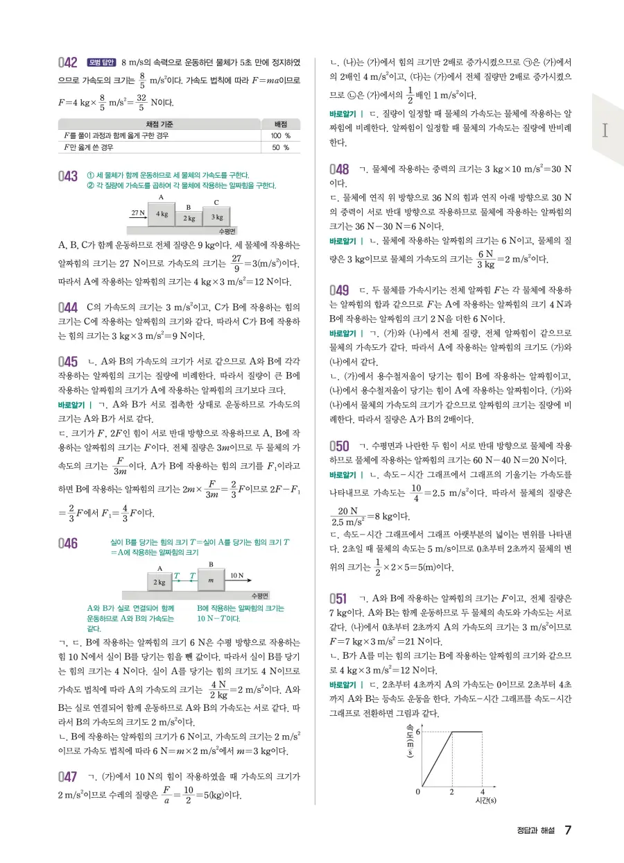2022 개정 완자 기출픽 고등 물리학 답지 7페이지