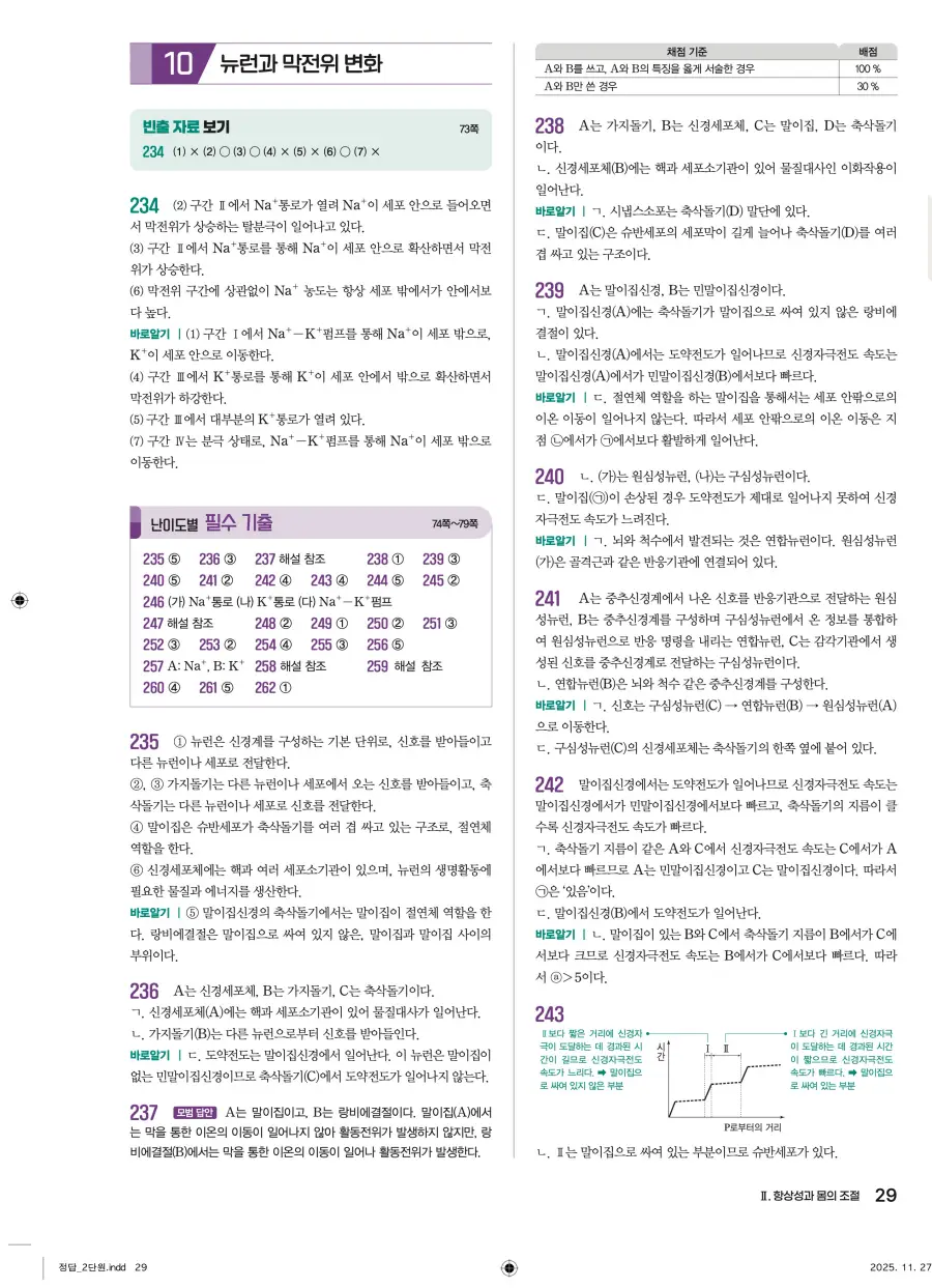 2022 개정 완자 기출픽 고등 생명과학 답지 29페이지