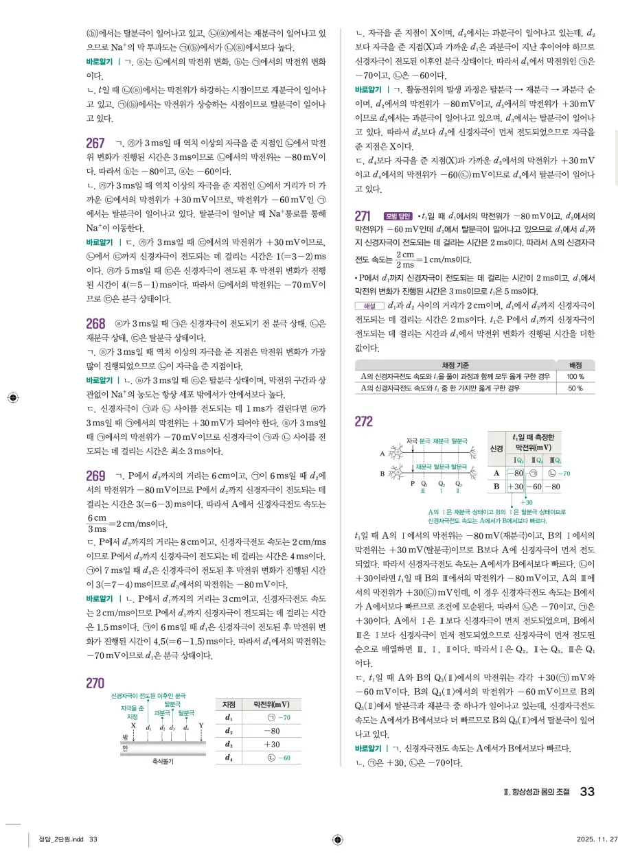2022 개정 완자 기출픽 고등 생명과학 답지 33페이지