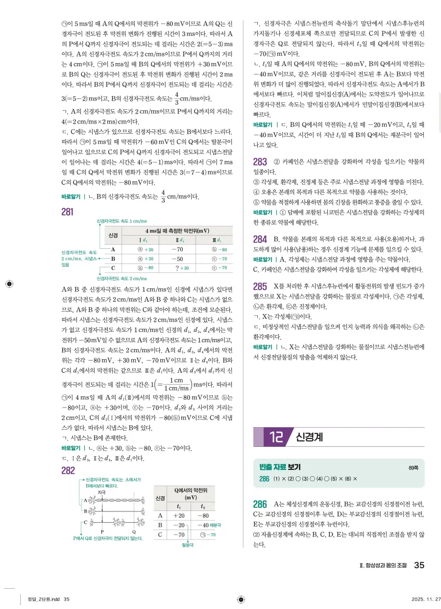 2022 개정 완자 기출픽 고등 생명과학 답지 35페이지