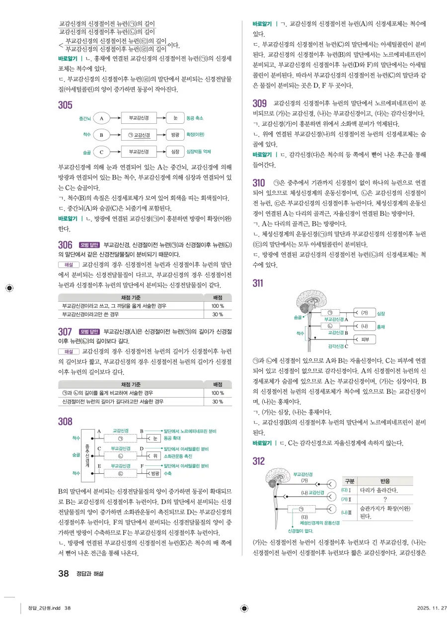 2022 개정 완자 기출픽 고등 생명과학 답지 38페이지