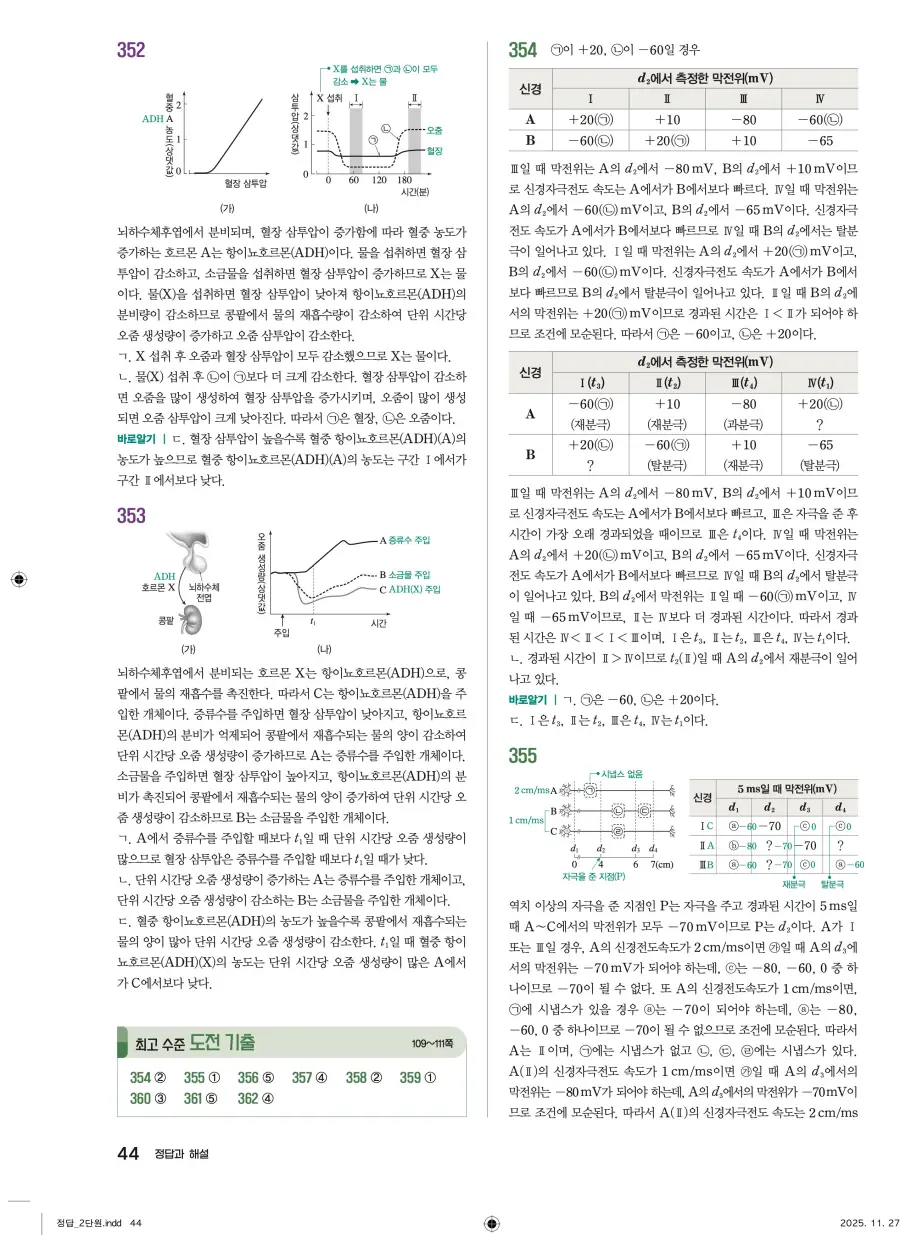 2022 개정 완자 기출픽 고등 생명과학 답지 44페이지