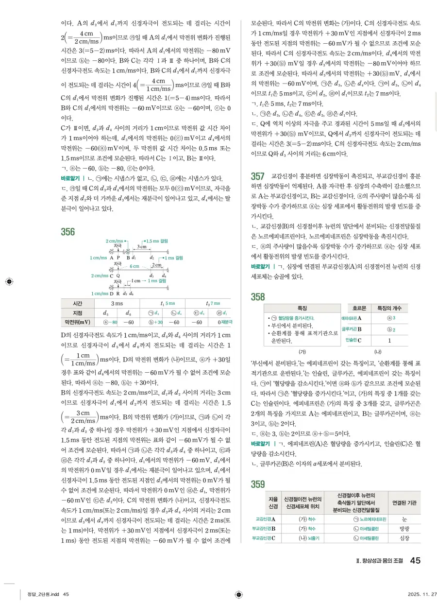 2022 개정 완자 기출픽 고등 생명과학 답지 45페이지