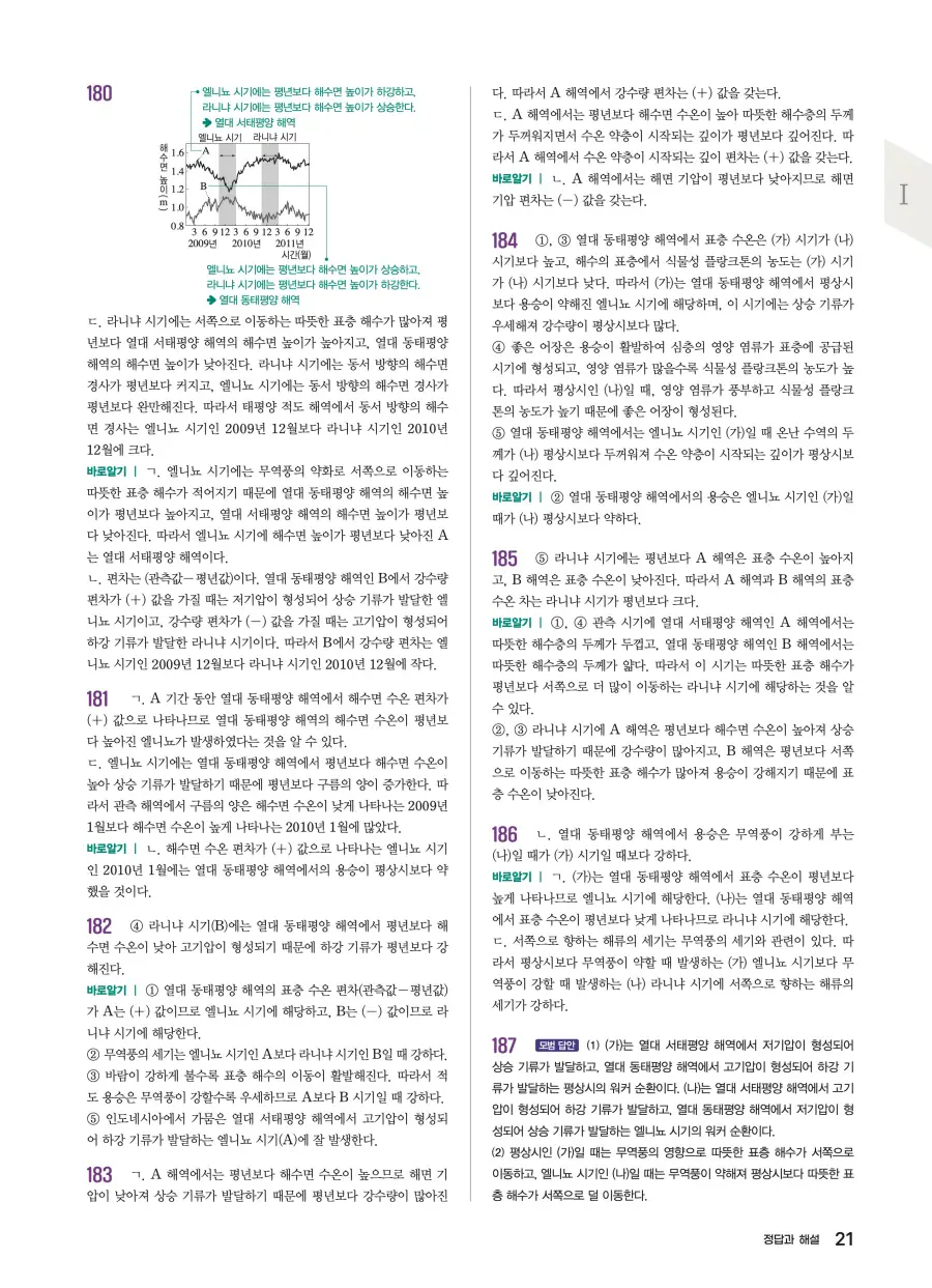 2022 개정 완자 기출픽 고등 지구과학 답지 21페이지