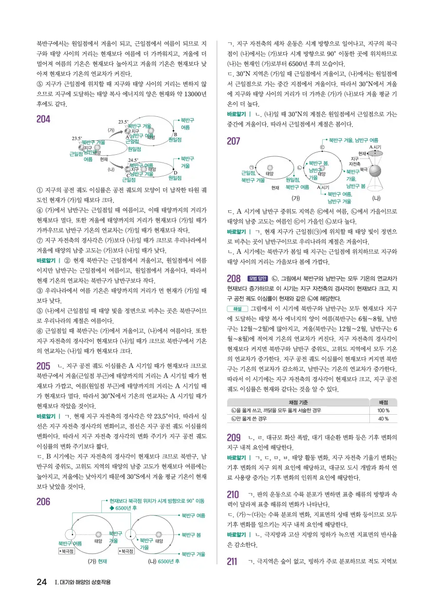 2022 개정 완자 기출픽 고등 지구과학 답지 24페이지