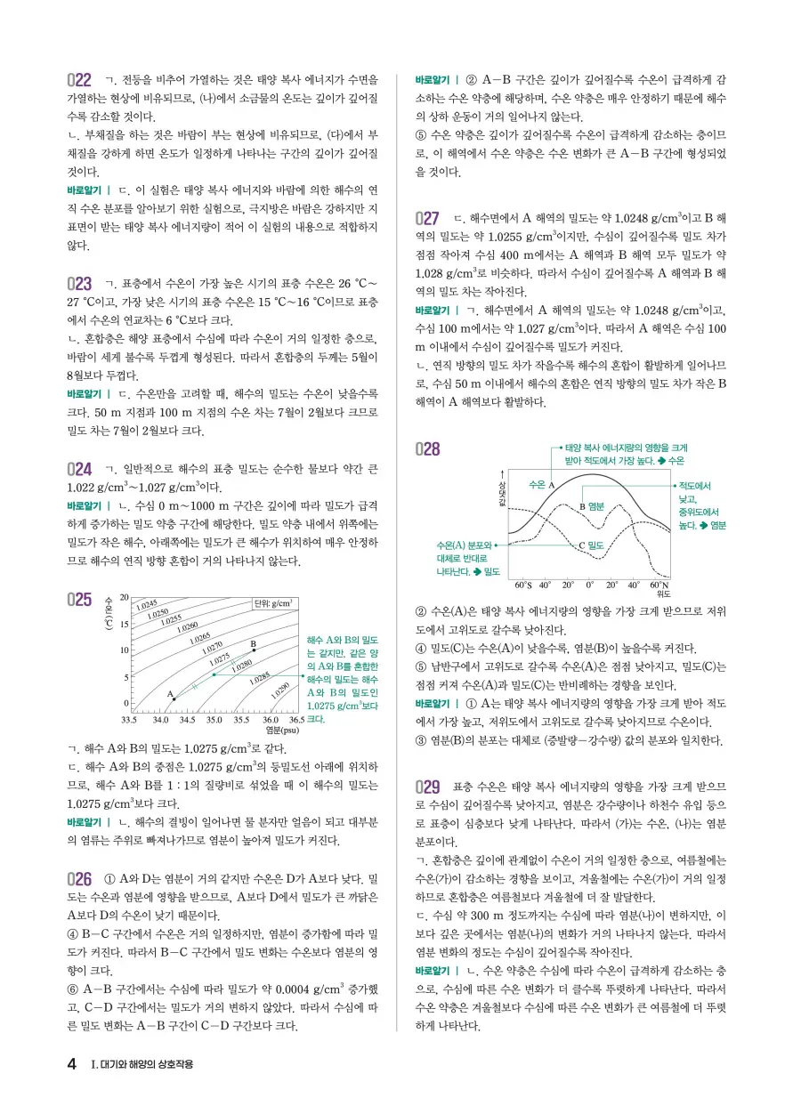 2022 개정 완자 기출픽 고등 지구과학 답지 4페이지