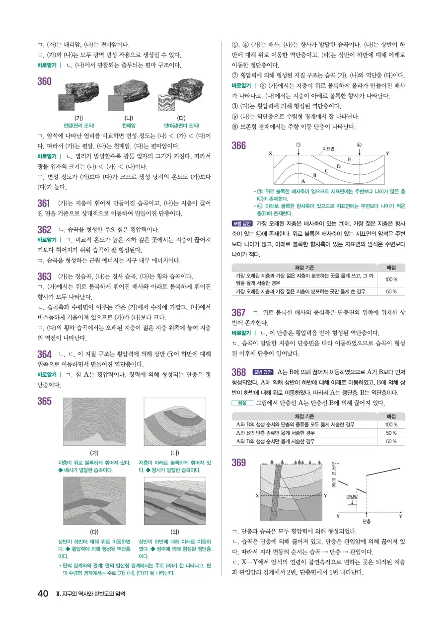 2022 개정 완자 기출픽 고등 지구과학 답지 40페이지