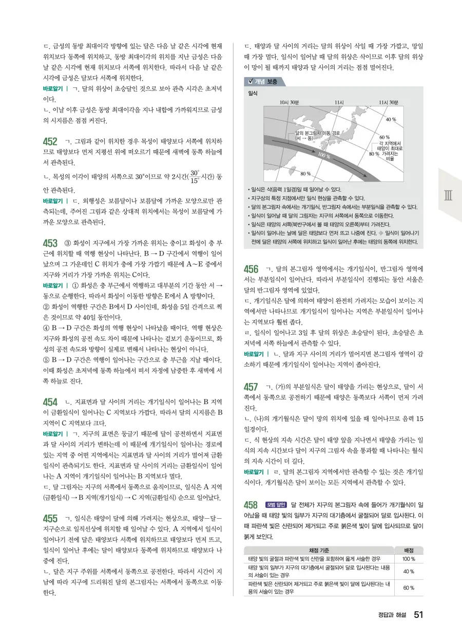 2022 개정 완자 기출픽 고등 지구과학 답지 51페이지