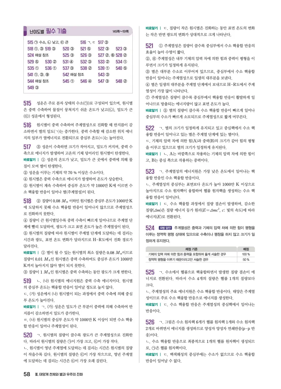 2022 개정 완자 기출픽 고등 지구과학 답지 58페이지