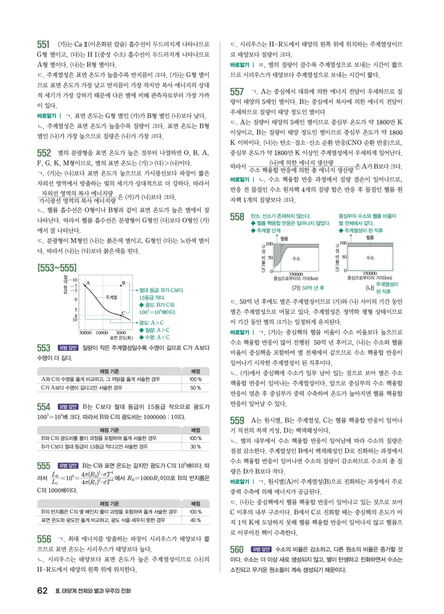 2022 개정 완자 기출픽 고등 지구과학 답지 62페이지