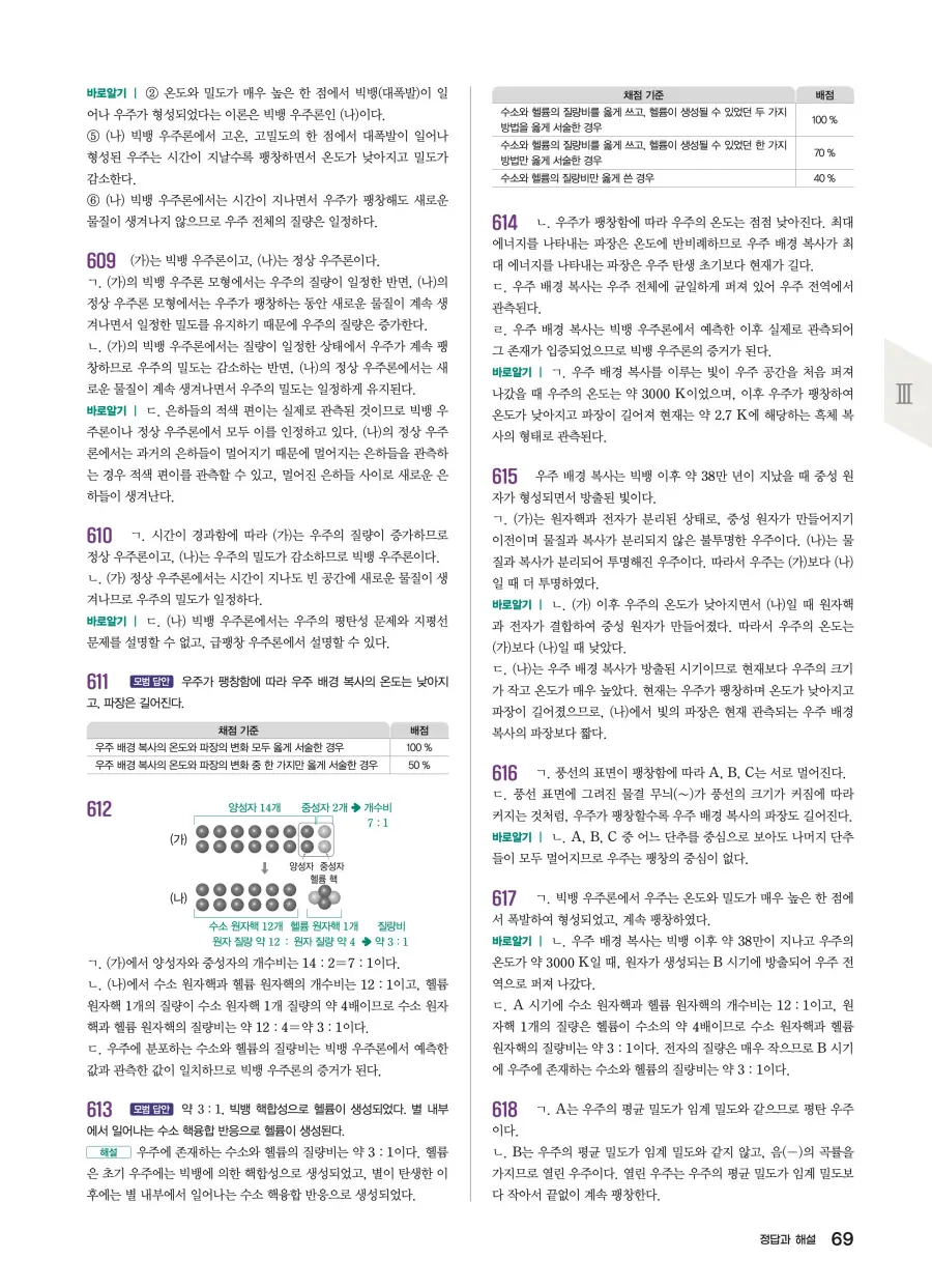 2022 개정 완자 기출픽 고등 지구과학 답지 69페이지