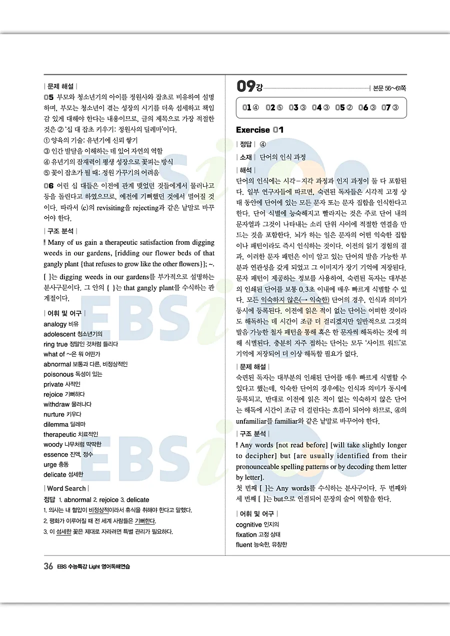 2027 수능특강 Light 영어독해연습 답지 36