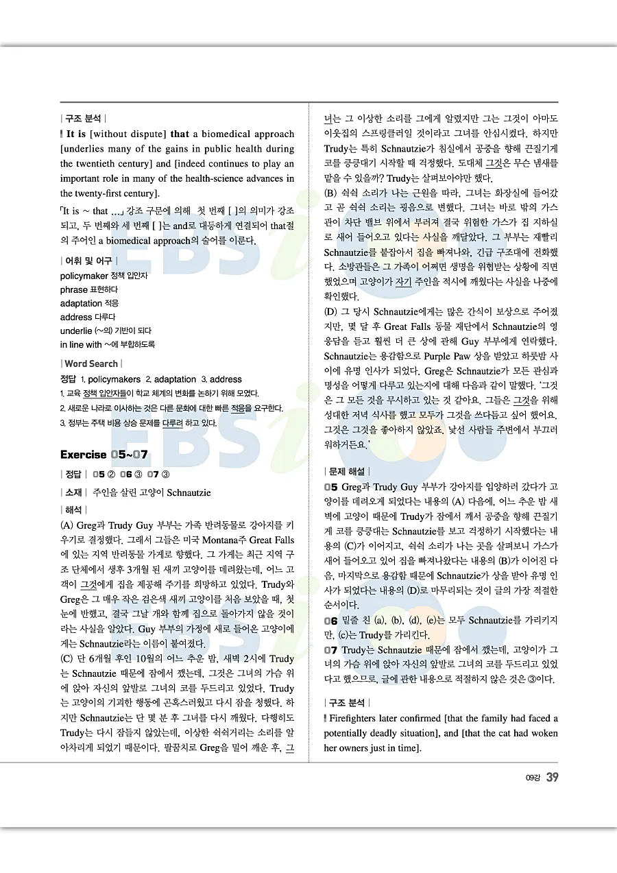 2027 수능특강 Light 영어독해연습 답지 39