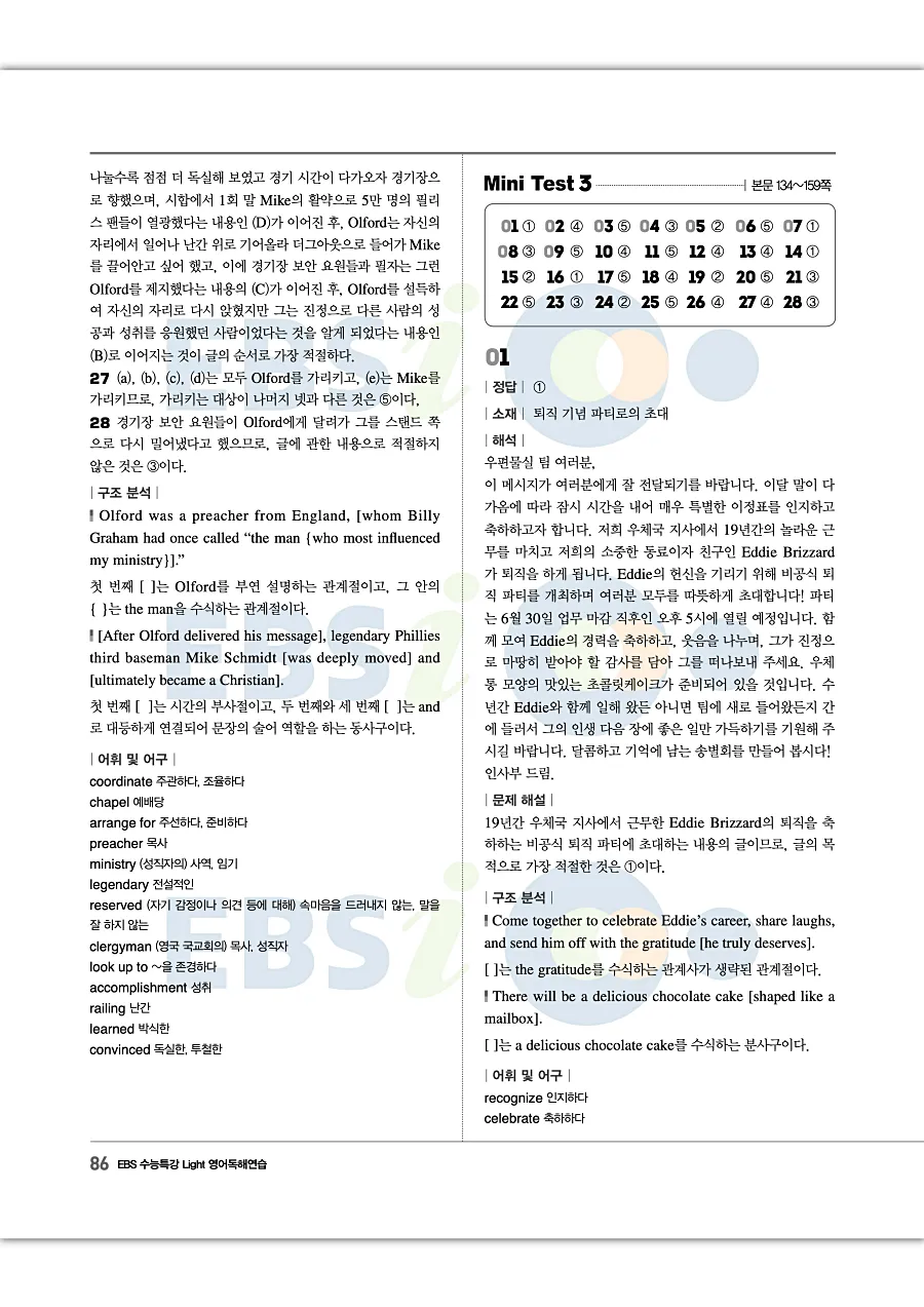 2027 수능특강 Light 영어독해연습 답지 86
