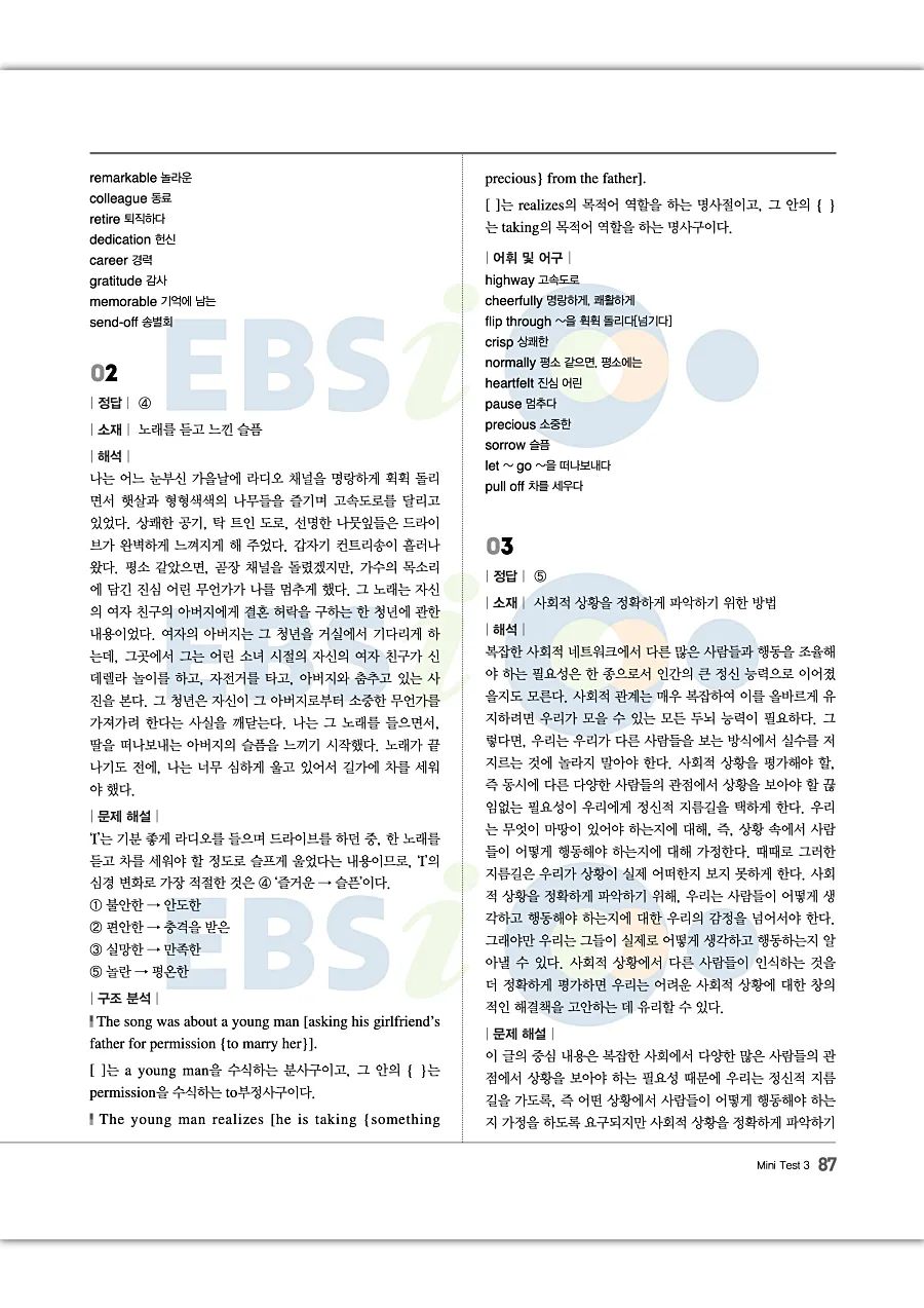 2027 수능특강 Light 영어독해연습 답지 87