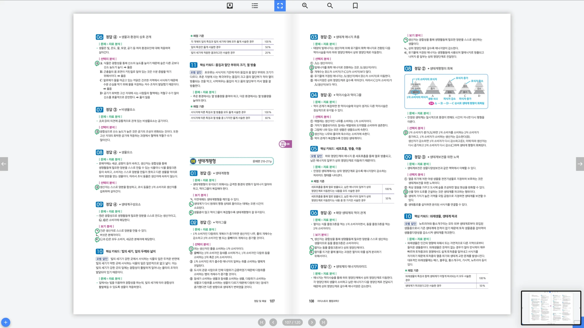 자이스토리 통합과학 2 답지 54페이지