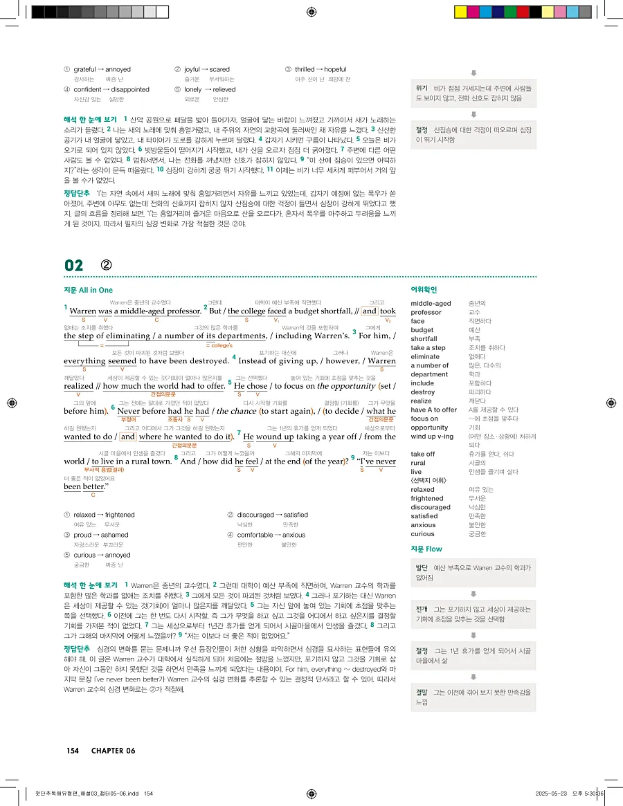 첫단추 독해 유형편 2025 답지 153페이지