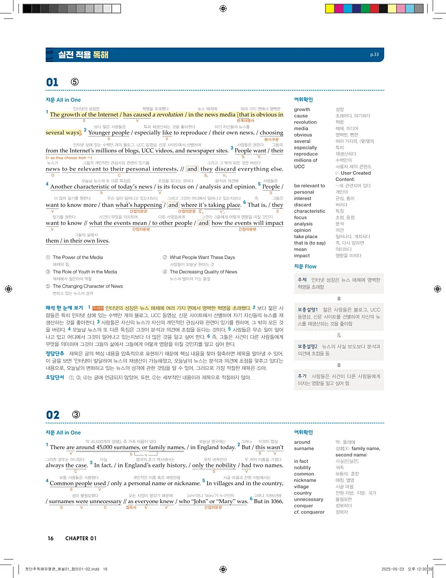첫단추 독해 유형편 2025 답지 15페이지