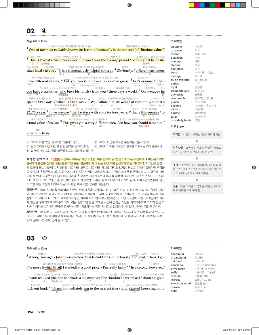 첫단추 독해 유형편 2025 답지 193페이지