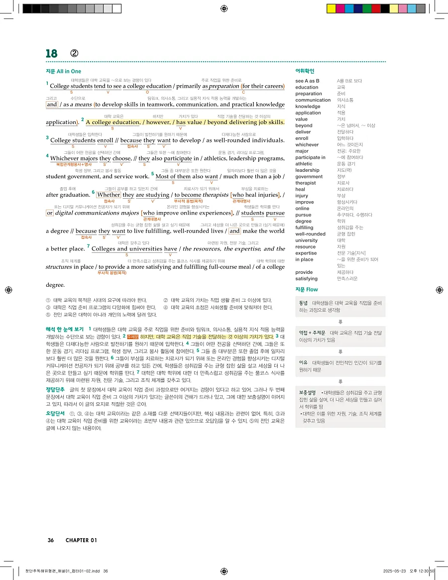 첫단추 독해 유형편 2025 답지 35페이지