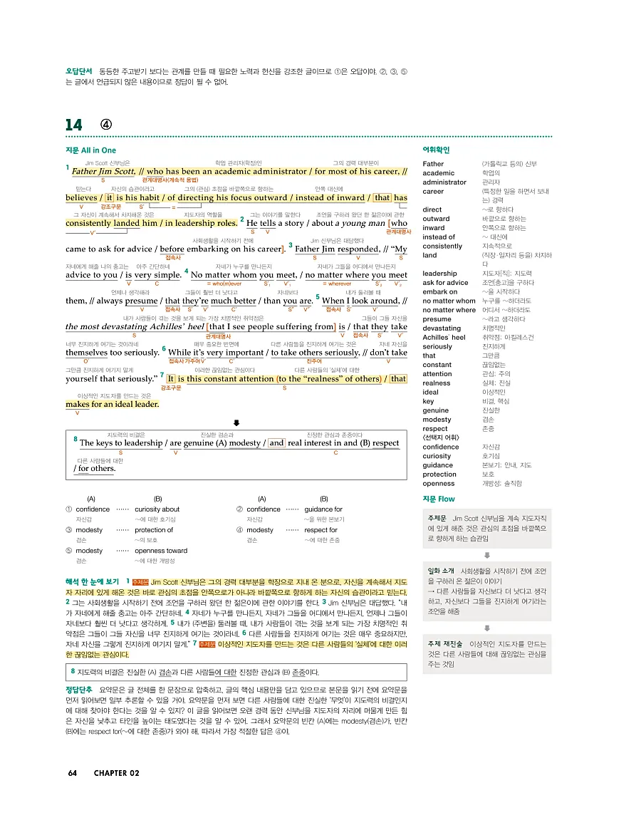 첫단추 독해 유형편 2025 답지 63페이지
