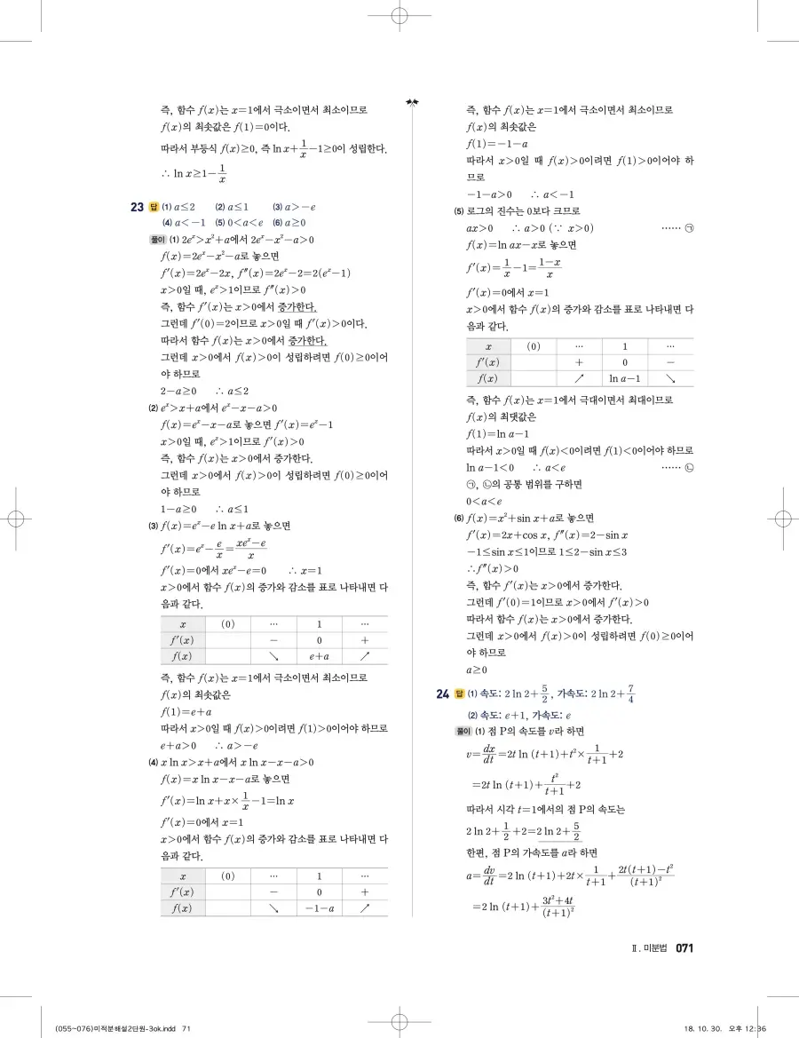 풍산자 반복수학 미적분 답지 71페이지