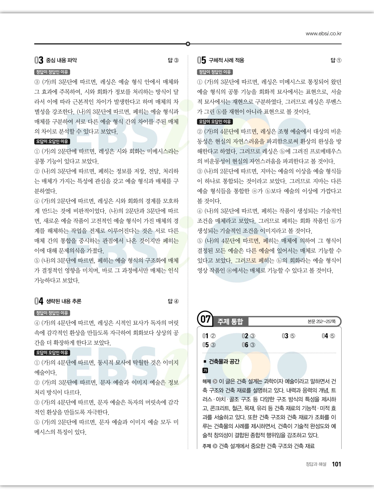 EBS 2027 수능특강 독서 답지 해설 101페이지