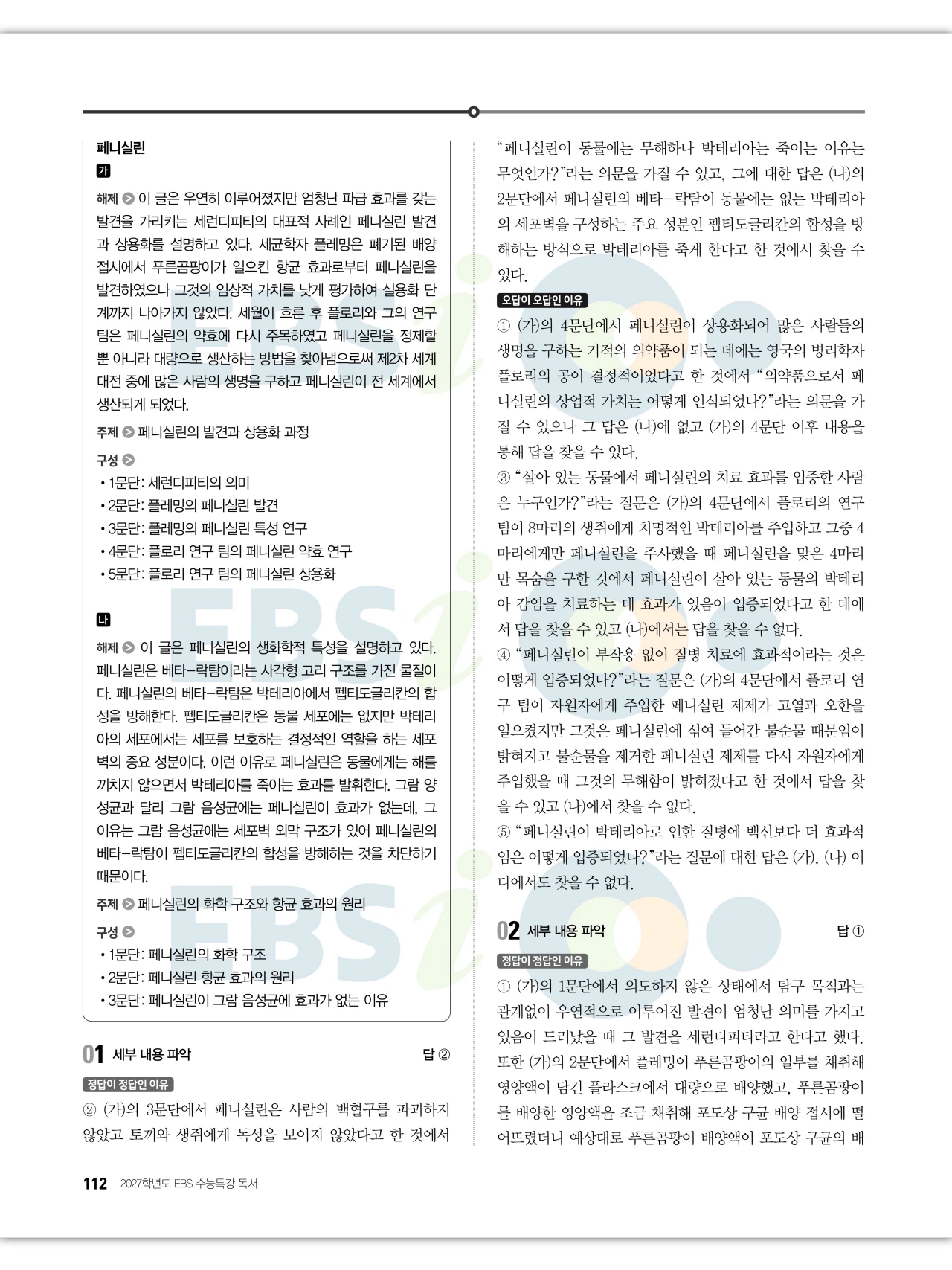 EBS 2027 수능특강 독서 답지 해설 112페이지