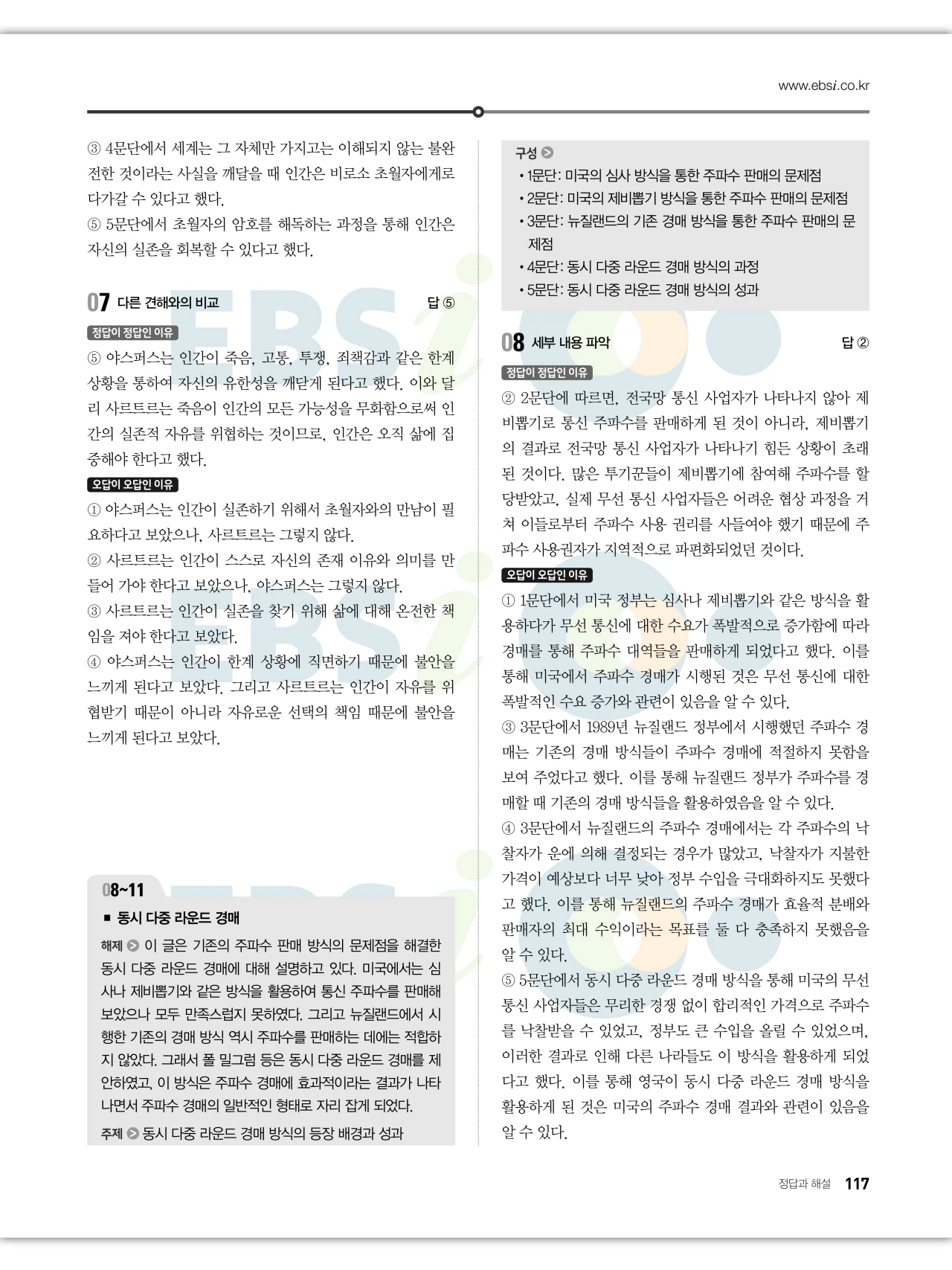 EBS 2027 수능특강 독서 답지 해설 117페이지